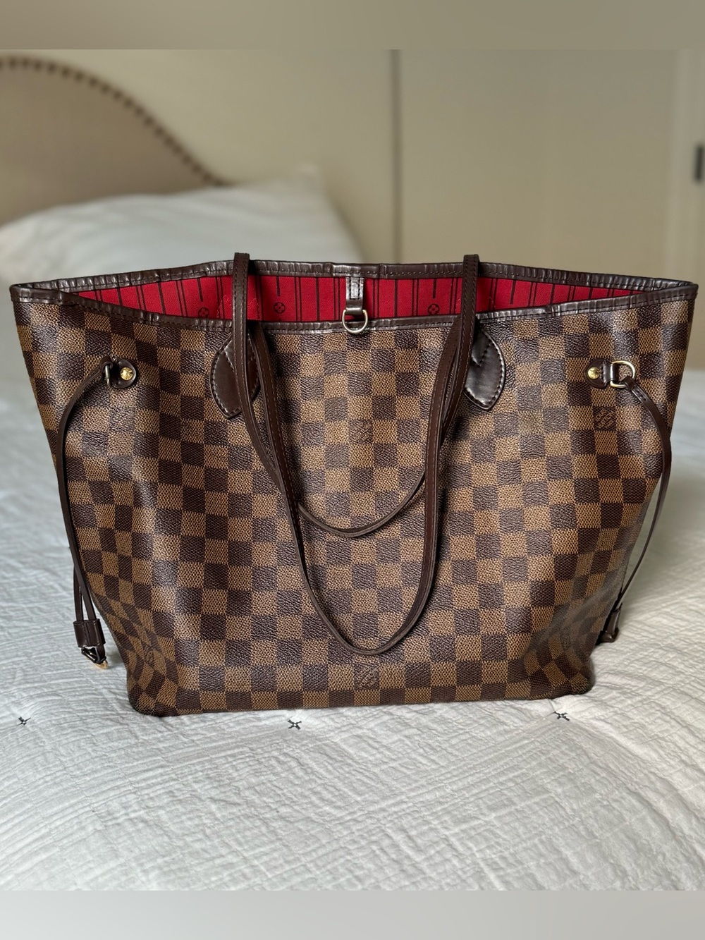 Louis Vuitton Neverfull MM Damier Ebene Tote Bag with Organizer Authenticated